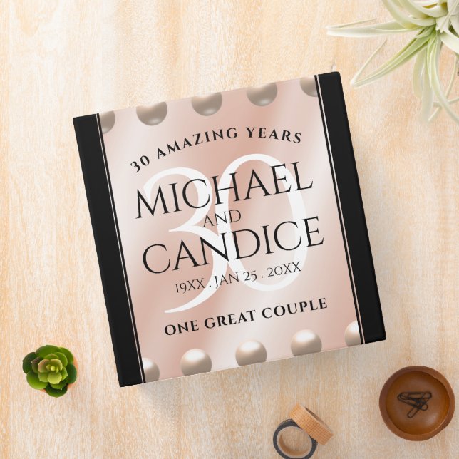 Elegant 30th Pearl Wedding Anniversary Celebration Binder (In Situ)