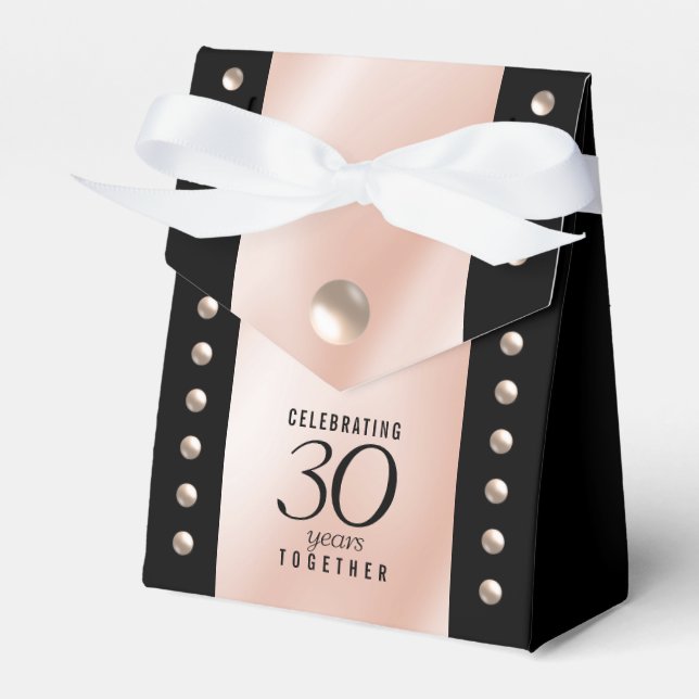 Elegant 30th Pearl Wedding Anniversary Celebration Favor Box (Front Side)