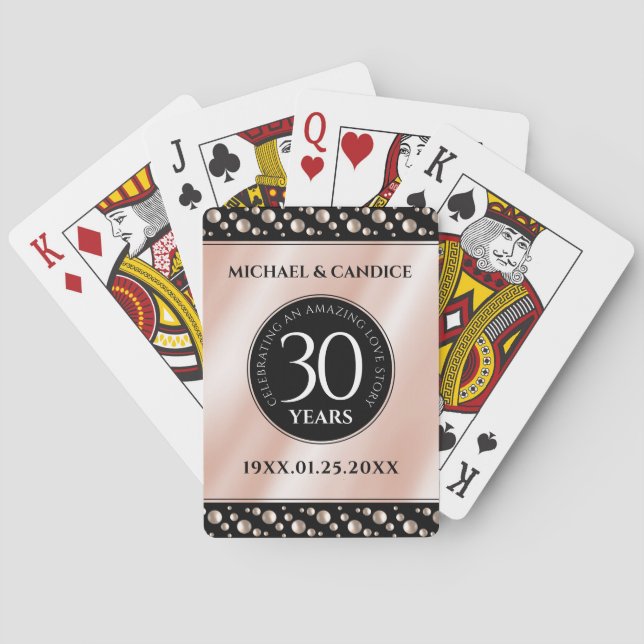 Elegant 30th Pearl Wedding Anniversary Celebration Playing Cards (Back)