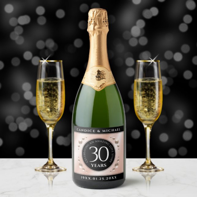 Elegant 30th Pearl Wedding Anniversary Celebration Sparkling Wine Label (Creator Uploaded)