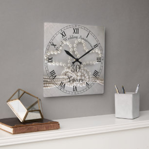 Elegant 30th Pearl Wedding Anniversary Clock 