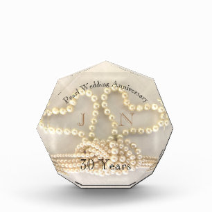 Elegant 30th Pearl Wedding Anniversary Gift Photo Block
