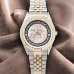 Elegant 30th Pearl Wedding Anniversary Watch<br><div class="desc">Celebrate the 30th pearl wedding anniversary with this commemorative watch! Elegant lettering with pearls on a pearlescent pink background add a memorable touch for this special occasion and extraordinary milestone. Customize with couple's names,  dates of marriage,  and congratulatory messages.

Design © W.H. Sim. See more at zazzle.com/expressionsoccasions</div>