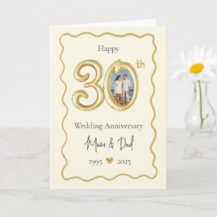 Elegant 30th Wedding Anniversary Card - Mum & Dad 