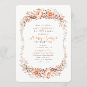Elegant 30th Wedding Anniversary Floral Fall Invitation