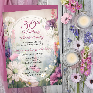 Elegant 30th Wedding Anniversary Party Floral Invitation