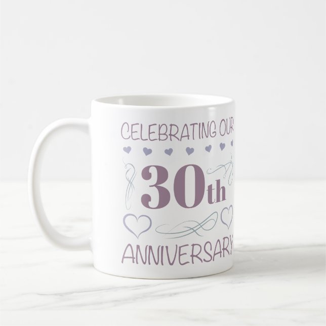 Elegant 30th Wedding Anniversary Purple Coffee Mug (Left)