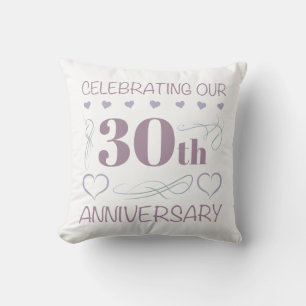 Elegant 30th Wedding Anniversary Purple Throw Pillow