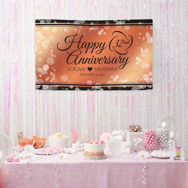 Elegant 32nd Bronze Wedding Anniversary Banner (Party)