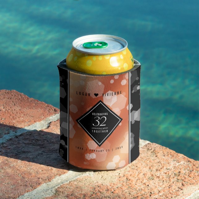 Elegant 32nd Bronze Wedding Anniversary Can Cooler (In Situ Pool)
