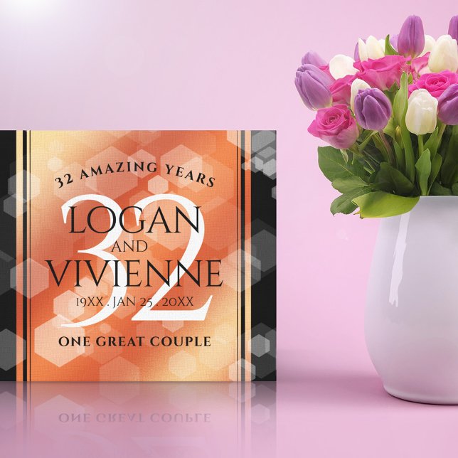 Elegant 32nd Bronze Wedding Anniversary Canvas Print (Creator Uploaded)