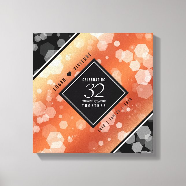 Elegant 32nd Bronze Wedding Anniversary Canvas Print (Front)