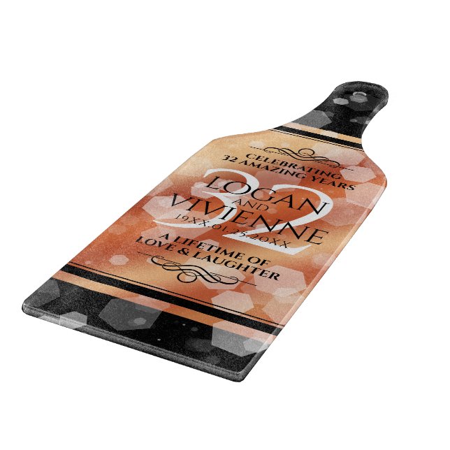 Elegant 32nd Bronze Wedding Anniversary Cutting Board (Corner)
