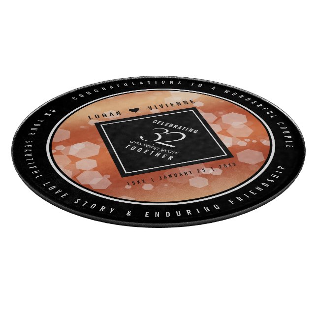 Elegant 32nd Bronze Wedding Anniversary Cutting Board (Corner)