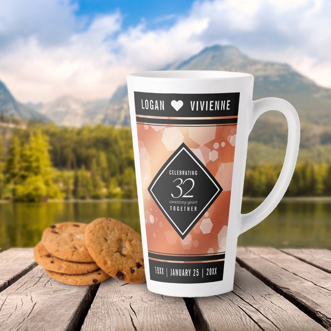 Elegant 32nd Bronze Wedding Anniversary Latte Mug (Creator Uploaded)