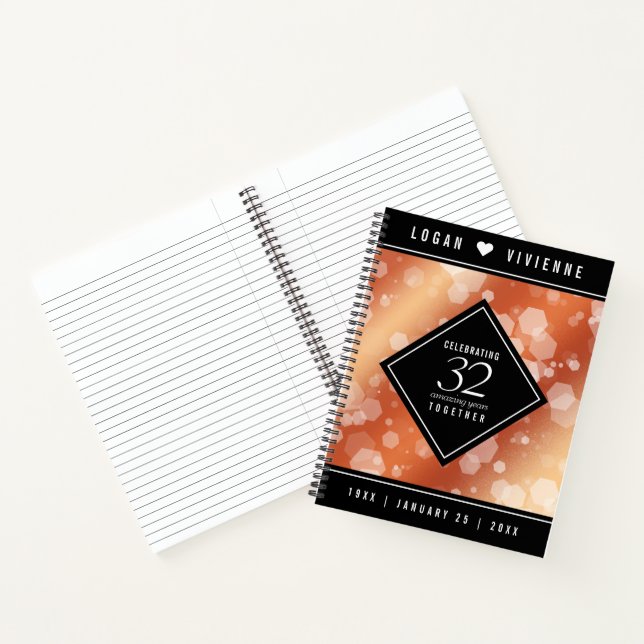 Elegant 32nd Bronze Wedding Anniversary Notebook (Inside)