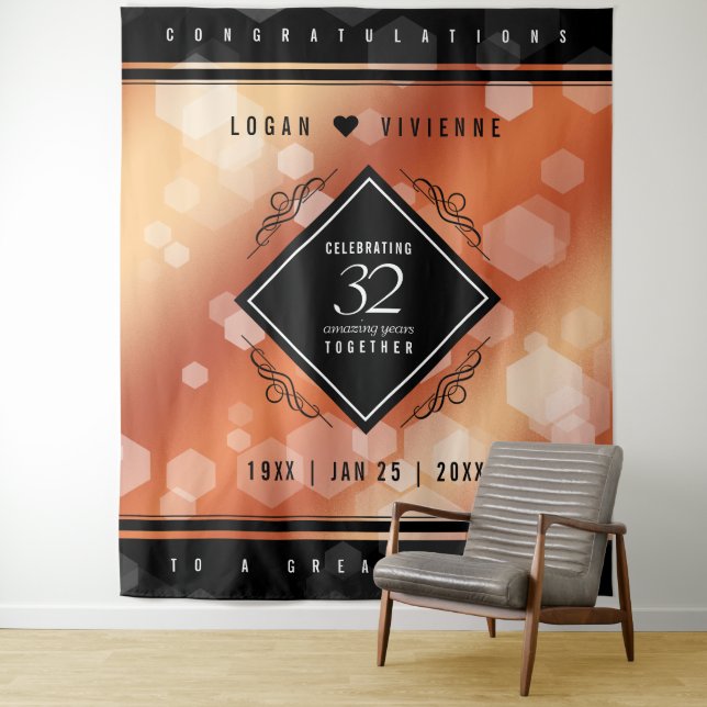 Elegant 32nd Bronze Wedding Anniversary Tapestry (In Situ)