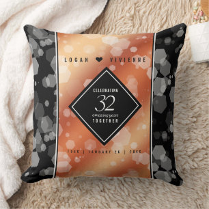Elegant 32nd Bronze Wedding Anniversary Throw Pillow
