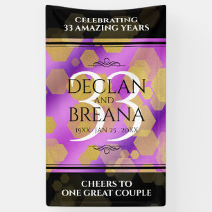 Elegant 33rd Amethyst Wedding Anniversary Banner