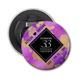 Elegant 33rd Amethyst Wedding Anniversary Bottle Opener