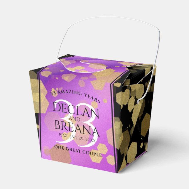 Elegant 33rd Amethyst Wedding Anniversary Favor Box (Front Side)