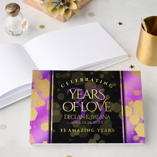 Elegant 33rd Amethyst Wedding Anniversary Guest Book