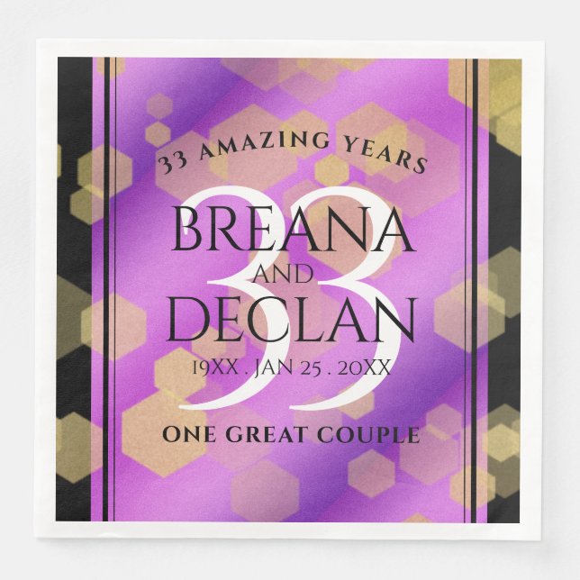 Elegant 33rd Amethyst Wedding Anniversary Napkin (Front)