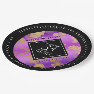 Elegant 33rd Amethyst Wedding Anniversary Paper Plate
