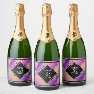 Elegant 33rd Amethyst Wedding Anniversary Sparkling Wine Label