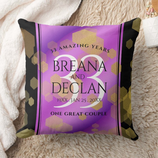 Elegant 33rd Amethyst Wedding Anniversary Throw Pillow (Blanket)