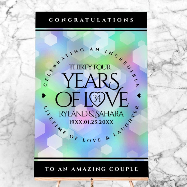 Elegant 34th Opal Wedding Anniversary Celebration Acrylic Sign (Elegant 34th Opal Wedding Anniversary Acrylic Sign Cover Photo)