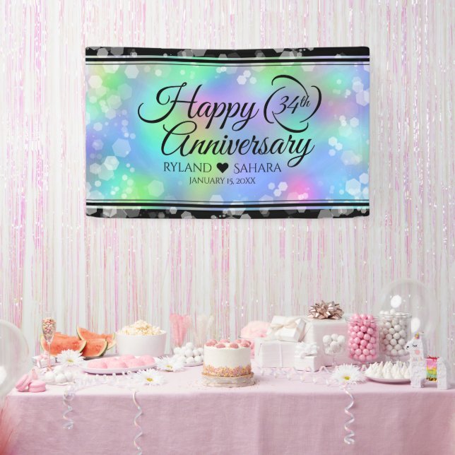 Elegant 34th Opal Wedding Anniversary Celebration Banner (Party)