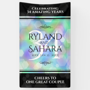 Elegant 34th Opal Wedding Anniversary Celebration Banner