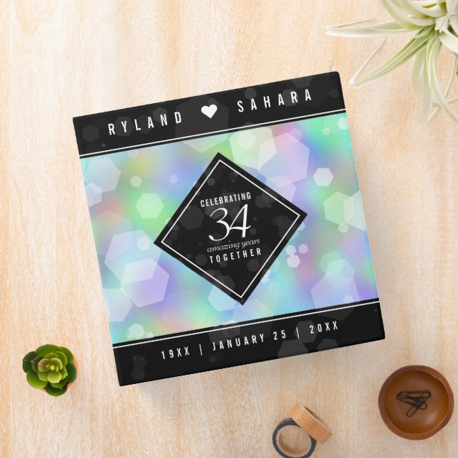 Elegant 34th Opal Wedding Anniversary Celebration Binder (In Situ)