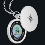 Elegant 34th Opal Wedding Anniversary Celebration Locket Necklace<br><div class="desc">Commemorate the 34th wedding anniversary with this elegant locket! Elegant black serif and sans serif lettering with hexagonal confetti on an iridescent opal background add a memorable touch for this special occasion and extraordinary milestone. Customize with the happy couple's names, and dates for their opal anniversary. Design © W.H. Sim,...</div>
