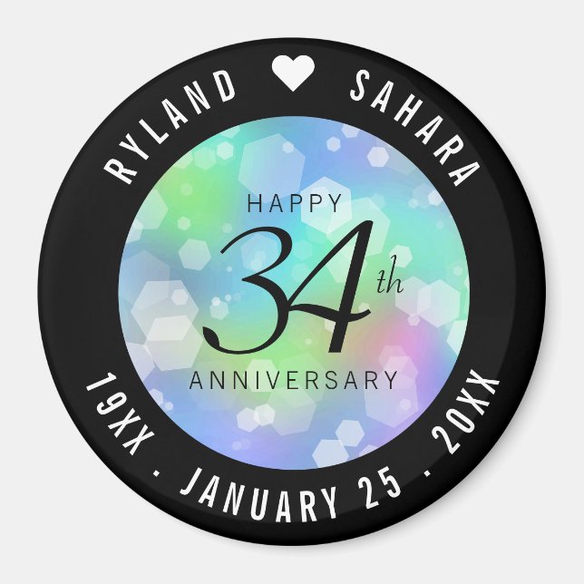 Elegant 34th Opal Wedding Anniversary Celebration Magnet (Front)
