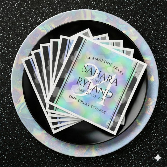 Elegant 34th Opal Wedding Anniversary Celebration Napkin (Elegant 34th Opal Wedding Anniversary Napkins Cover Photo)