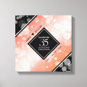 Elegant 35th Coral Wedding Anniversary Canvas Print