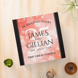 Elegant 35th Coral Wedding Anniversary Celebration Binder