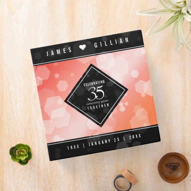 Elegant 35th Coral Wedding Anniversary Celebration Binder (In Situ)