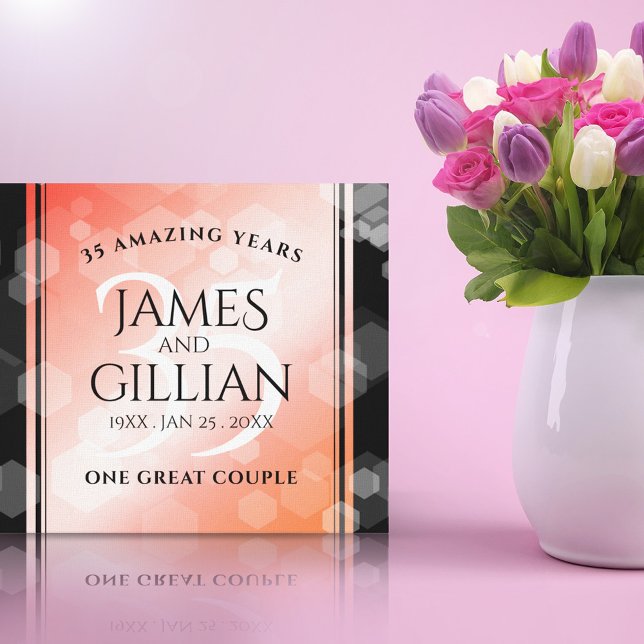 Elegant 35th Coral Wedding Anniversary Celebration Canvas Print (Creator Uploaded)