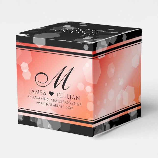 Elegant 35th Coral Wedding Anniversary Celebration Favor Box (Front Side)