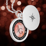 Elegant 35th Coral Wedding Anniversary Celebration Locket Necklace<br><div class="desc">Celebrate the 35th wedding anniversary with this commemorative locket! Elegant black and white lettering with hexagonal confetti on a coral pink background add a memorable touch for this special occasion and extraordinary milestone. Customize with couple's initials, a special message, and dates for their coral anniversary. Design © W.H. Sim. See...</div>