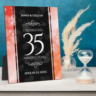 Elegant 35th Coral Wedding Anniversary Celebration Plaque