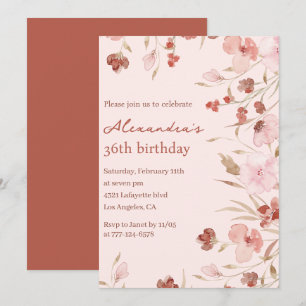 Elegant 36th birthday invitations Floral Chic