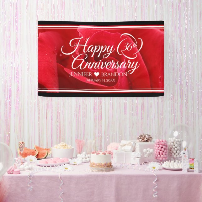 Elegant 36th Rose Wedding Anniversary Banner (Party)