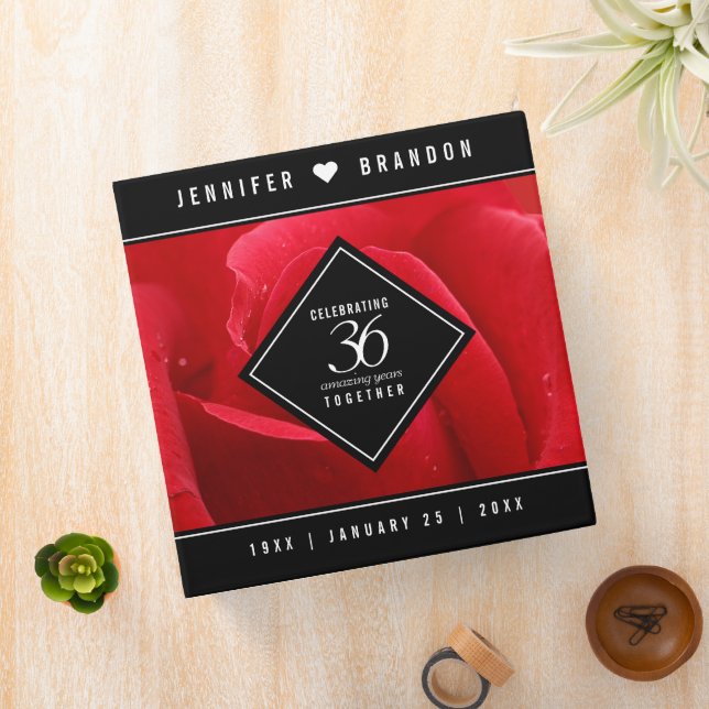 Elegant 36th Rose Wedding Anniversary Celebration Binder (In Situ)