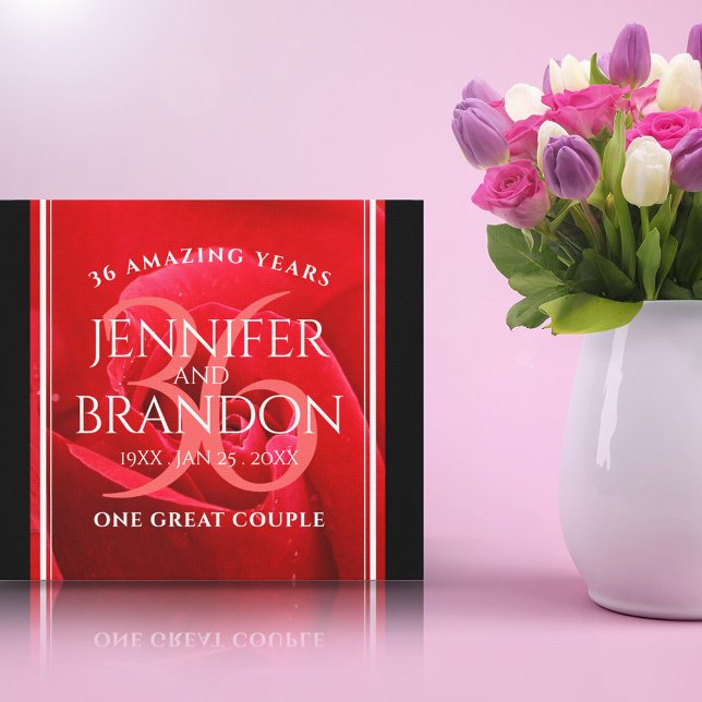 Elegant 36th Rose Wedding Anniversary Celebration Canvas Print (Creator Uploaded)