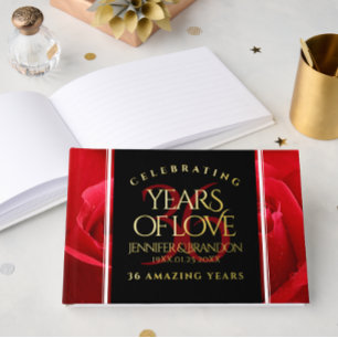 Elegant 36th Rose Wedding Anniversary Celebration Guest Book