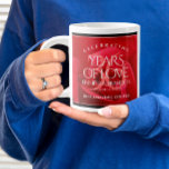 Elegant 36th Rose Wedding Anniversary Celebration Large Coffee Mug<br><div class="desc">Celebrate the 36th rose wedding anniversary with a couple of these stylish giant coffee mugs! Elegant lettering on a romantic red rose background add a memorable touch for this special occasion and extraordinary milestone. Personalize with the couple's names, dates of marriage and/or congratulatory messages. Reverse shows identical design. Design ©...</div>